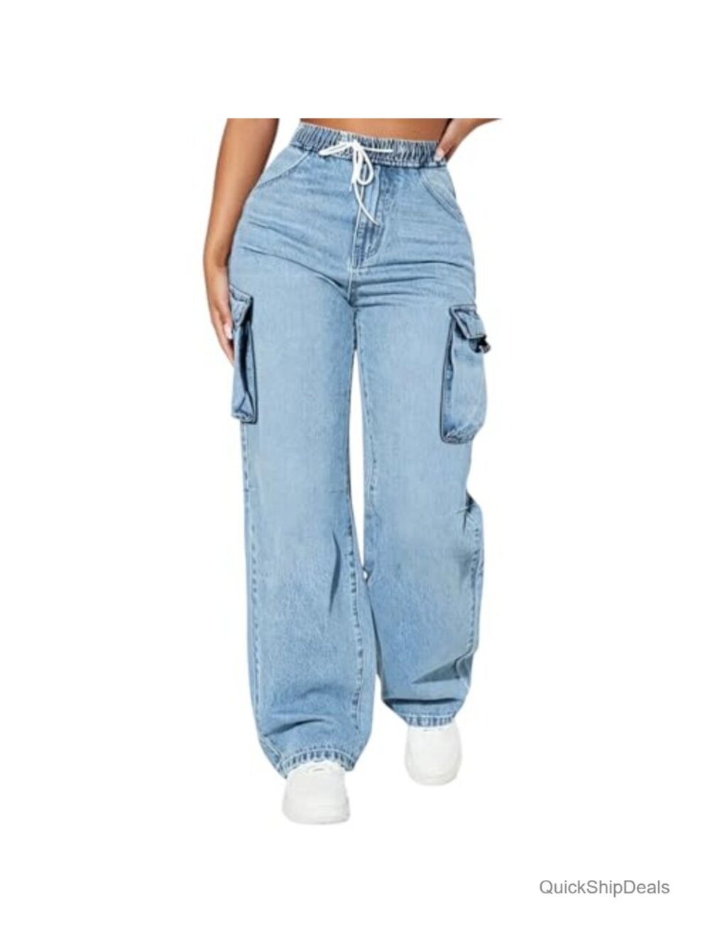 High Waisted Wide Leg Cargo Jeans Women Baggy Straight Denim Pants